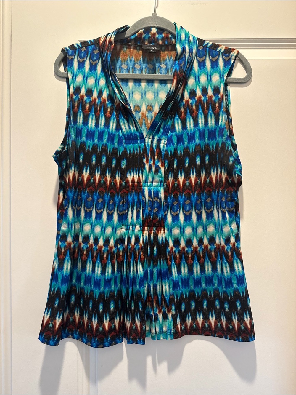 East 5th Blue Teal Black Multicolor Sleeveless V-Neck Camisole